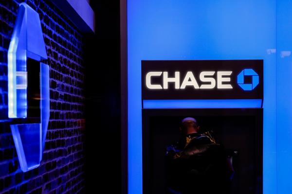 Man using a JPMorgan Chase & Co. ATM in San Diego, California