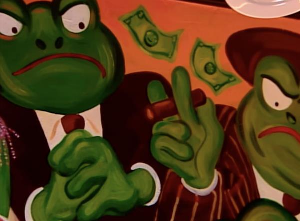 Close-up on frog murals by Normandie Syken at Frog Club.