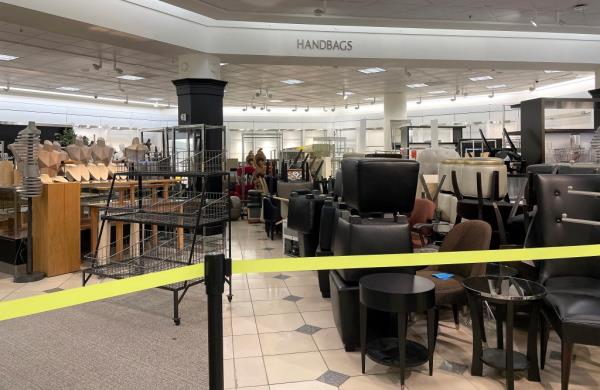 Shelves sit empty inside the once-popular Nordstrom store days before its official closing.