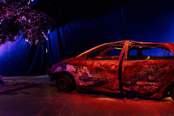 A burned out car recovered from the festival.