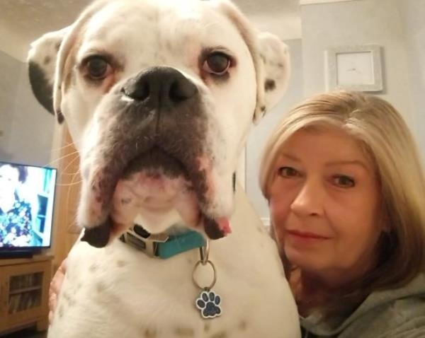 Cooper with owner Jill Kirkham.