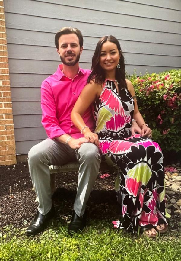 Pastor John-Paul Miller and his late wife Mica Miller sitting together on a bench