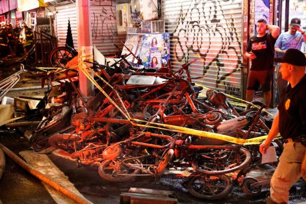 This fire on June 20th at an e-bike maintenance facility in lower Manhattan killed four people living in the residence above it. 