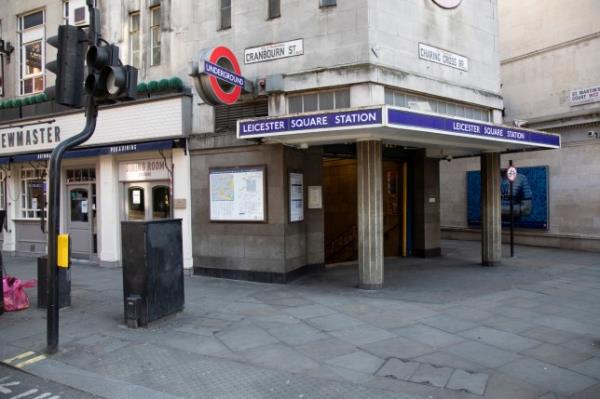 Leicester Square underground station almost deserted due to the Covid-19 outbreak social distancing on what would normally be a busy, bustling day with hoards of people out to shop and socialise on 22nd March 2020 in London, England, United Kingdom. Coro<em></em>navirus or Covid-19 is a new respiratory illness that has not previously been seen in humans. While much or Europe has been placed into lockdown, the UK government has announced more stringent rules as part of their long term strategy, and in particular 'social distancing'. (photo by Mike Kemp/In PIctures via Getty Images)