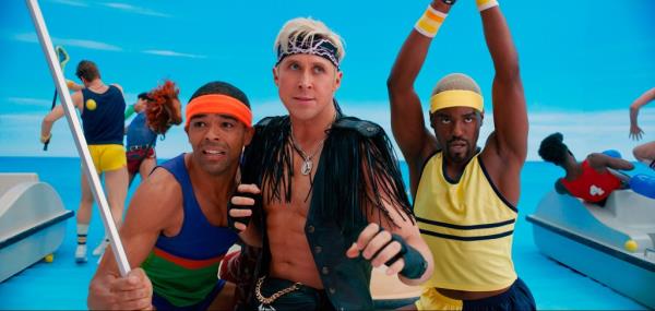 The ico<em></em>nic scene comes at the film's climax as the Kens — led by Gosling, 42, and Simu Liu, 34,—  begin to fight on the beach before dancing it out in a whole new realm. 