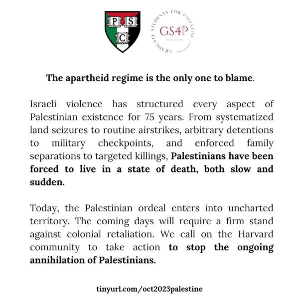 The co<em></em>ntroversial letter co-signed by 34 Harvard student groups did not explicitly co<em></em>ndemn Hamas.</p>

<p>　　