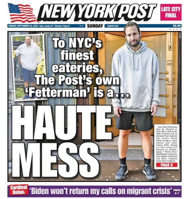 Levine last year famously dressed like Fetterman to see if he could crash the city's finest restaurants.