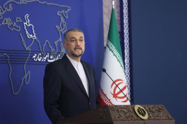 Iranian Foreign Minister Hossein Amirabdollahian speaks during a press co<em></em>nference after the second 3+3 Regio<em></em>nal platform summit in Tehran, Iran, October 23, 2023. 
