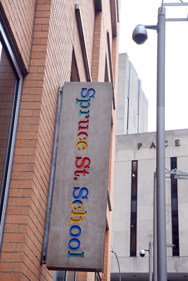 Spruce St. School sign