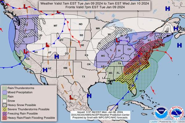 The storm comes shortly after parts of the region were coated in snow over the weekend.