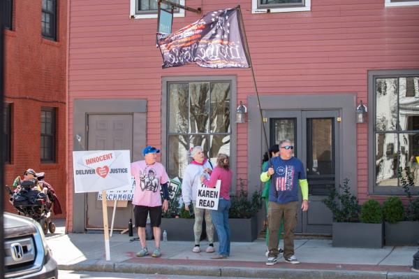 Read's supporters on the street. 