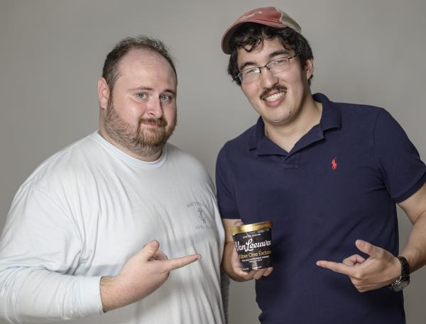 The Post's Alex Mitchell (L) and Ben Cost tried barbeque sauce and cornbread flavored ice cream.