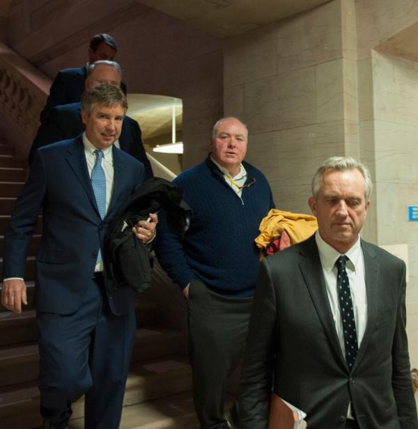 Douglas Harriman Kennedy left walks with Robert F. Kennedy Jr. and their  cousin  Michael Skakel center at the Conn. Supreme Court  Wednesday in Hartford
