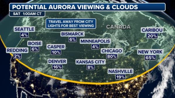 Residents as far south as northern California, Oklahoma, Alabama and Virginia could see the Northern Lights.