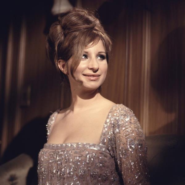Barbra Streisand in evening gown from 'Funny Girl'.
