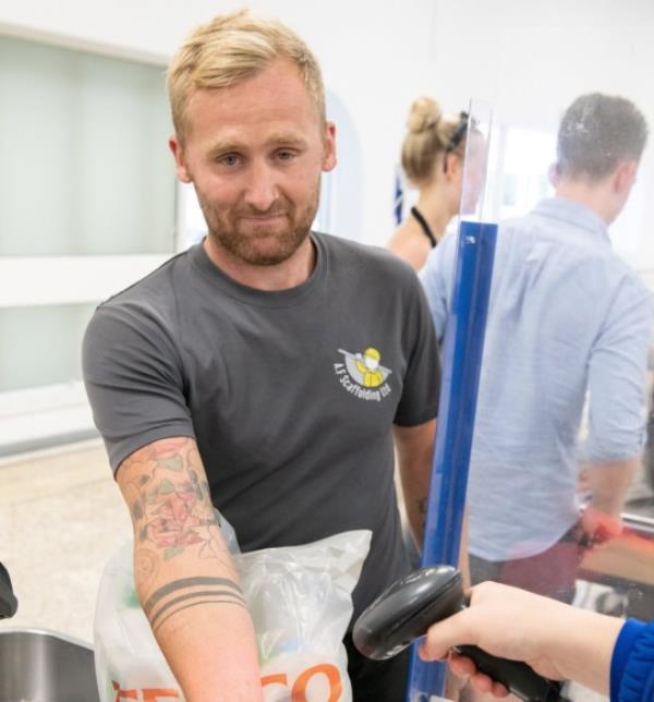 dean getting his qr code scanned