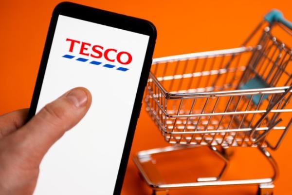 Tesco logo on mobile phone