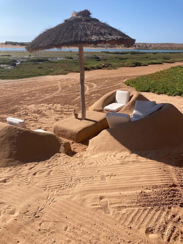Footprints to the 'sand' lounger (Picture: Dom Hines)