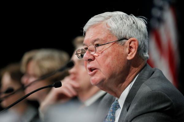 FILE - Sen. Bob Graham, right, speaks during the Natio<em></em>nal Commission on the BP Deepwater Horizon Spill and Offshore Drilling meeting on Sept. 27, 2010, in Washington. The former Florida Sen. Graham, who chaired the Intelligence Committee following the 2001 terrorist attacks and opposed the Iraq invasion, has died, according to an announcement by his family Tuesday, April 16, 2024. (AP Photo/Manuel Balce Ceneta, File) Bob Graham
