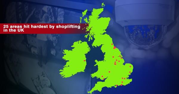 Caption: SUNDAY 0600 Map reveals areas in England and Wales hardest hit by shoplifting 'epidemic'getty/ metro</p>

<p>　　