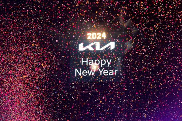 Co<em></em>nfetti flies around after the clock strikes midnight during New Year celebrations at Times Square, in New York City.
