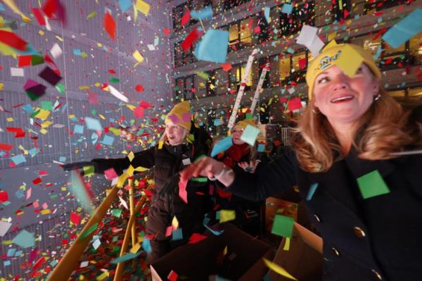 People are seen during the New Years Eve celebrations in Times Square in New York, New York, on Jan 1, 2024.