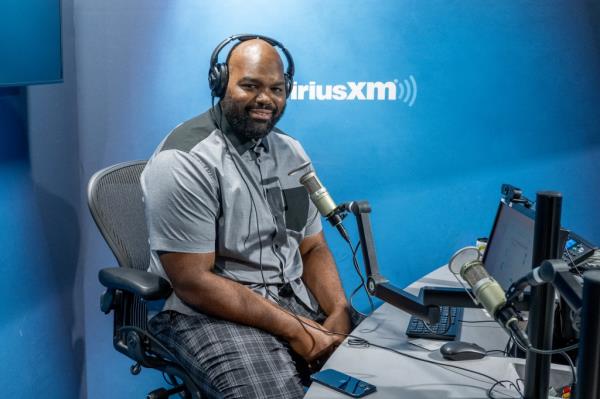 NEW YORK, NEW YORK - AUGUST 09: Michael Oher visits SiriusXM at SiriusXM Studios on August 09, 2023 in New York City. 