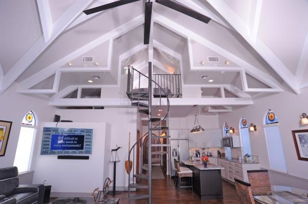The home feature arched ceilings. 