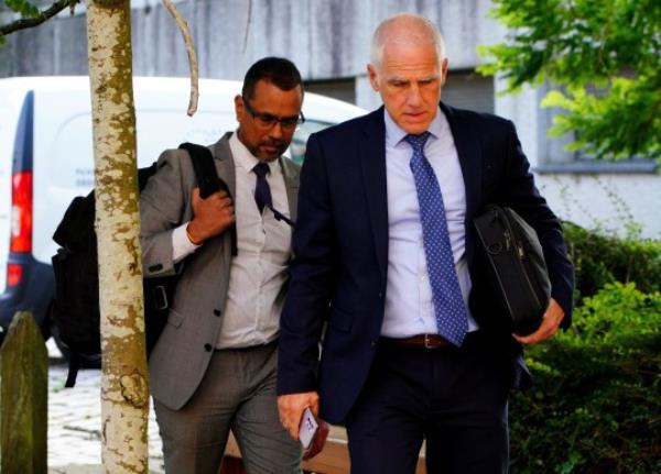 Pc Ravi Canhye (left) of Dorset Police leaves Winchester Crown Court, Hampshire, wher<em></em>e he is charged with two counts of rape, one count of attempted rape and five of sexual assault against two women. Canhye is alleged to have carried out the offences while he was off duty between April 8 and 11 2022. Picture date: Mo<em></em>nday September 25, 2023. PA Photo. See PA story COURTS Canhye. Photo credit should read: Ben Birchall/PA Wire