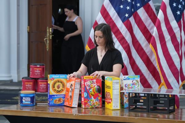 A display of household goods was on display during Trump's speech.