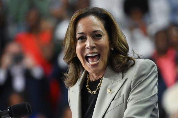 Vice President and 2024 Democratic presidential candidate Kamala Harris speaks at Prince George's Community College in Largo, Maryland on August 15, 2024.