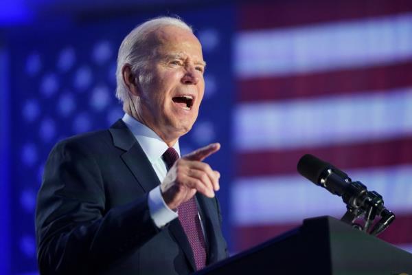 Joe Biden speaking at a campaign rally in Las Vegas, Nevada for the state's Democratic presidential primary.