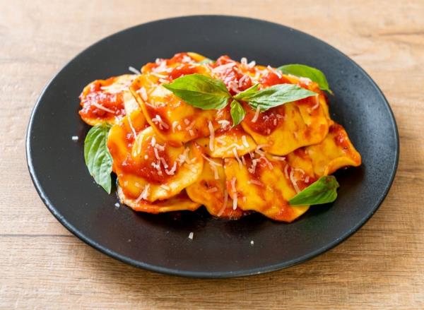 plated ravioli