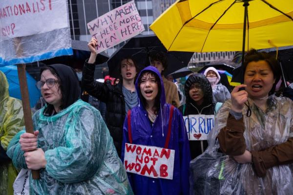 Counter protestors demo<em></em>nstrate as Pro-Life supporters take part in the Internatio<em></em>nal Gift of Life Walk in Manhattan, New York. March 23, 2024.