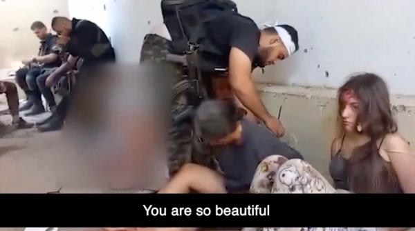 Harrowing video released Wednesday shows five female Israeli soldiers being lined up by Hamas terrorists after they were taken hostage on Oct. 7