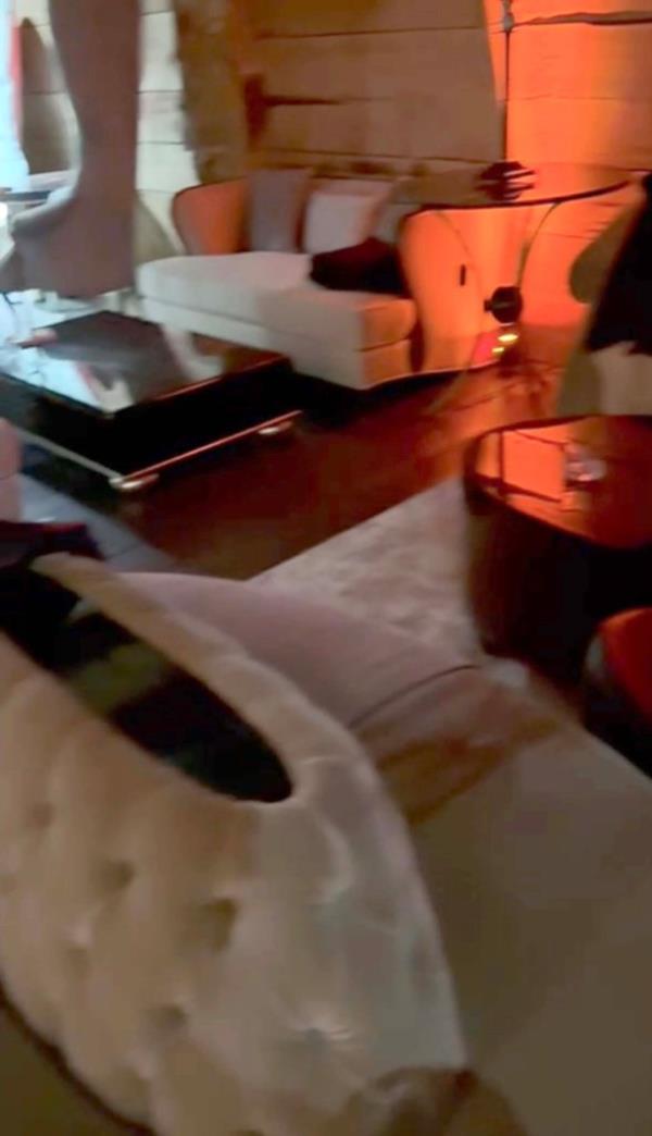 White round couches inside the lounge.
