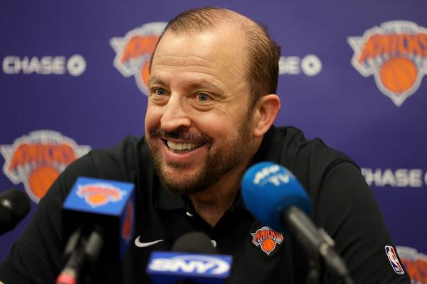 Knicks coach Tom Thibodeau addresses the media on Monday.