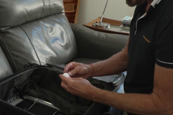 Adams placed Apple AirTags in all four of the couple's bags before taking off.