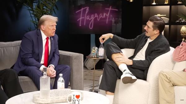 Do<em></em>nald Trump speaks with Andrew Schulz on the Flagrant Podcast posted to YouTube 