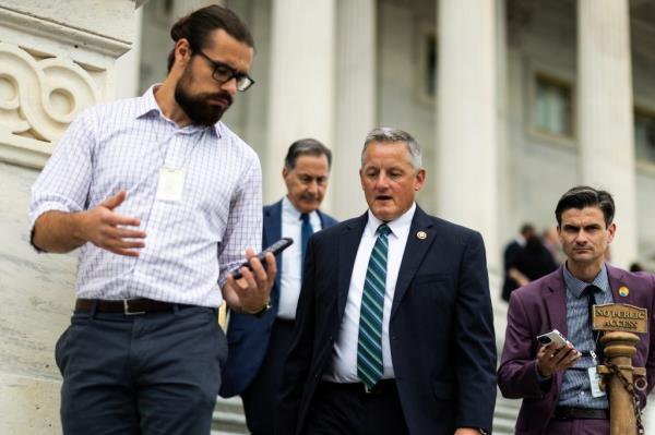 Rep. Bruce Westerman (R-AR) speaks to reporters on the steps of the U.S. Capitol Building following a vote on July 25, 2024 in Washington, DC. The House of Representatives has opted to start the August recess a week early leaving Co<em></em>ngress to pass a stop-gap measure and avoid a shutdown in September.