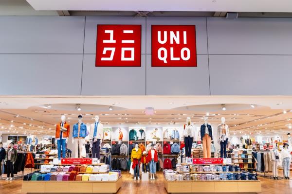 Uniqlo store front in a South San Francisco Bay area mall on Jan 31, 2020 with mannequins displaying casual wear.