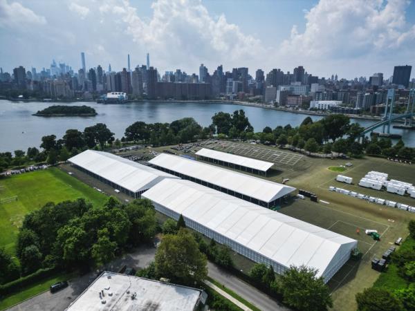 Mega-shelter for migrants on Randall's Island.
