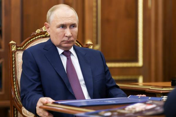 Russian President Vladimir Putin engaged in a meeting with Astrakhan region governor Igor Babushkin at the Kremlin, Moscow.