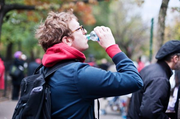 Man with water bottle