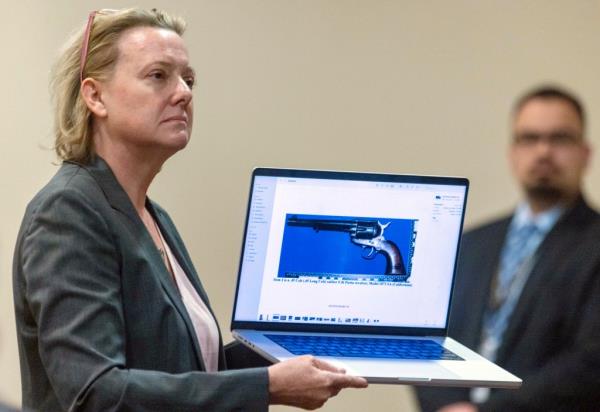 Special prosecutor Kari Morrissey presenting evidence at Hannah Gutierrez-Reed's trial in Santa e on Feb. 26, 2024.