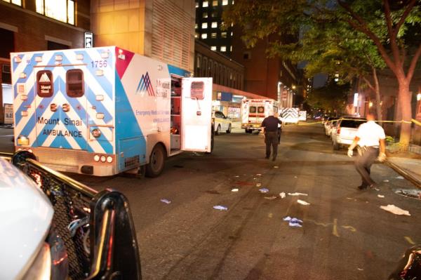 The assault scene following the stabbing. 