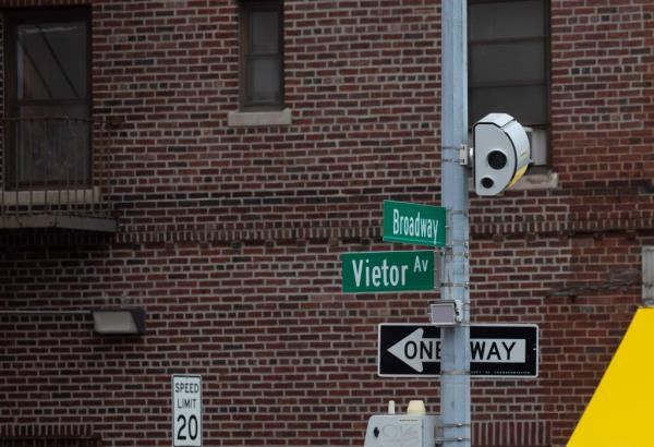A speed camera set up on Broadway near 45th Avenue in Elmhurst.