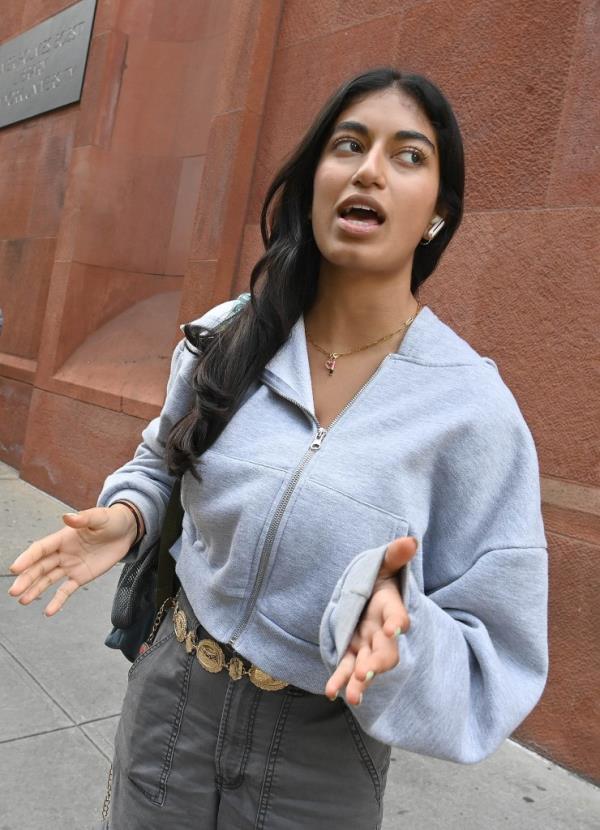 A photo of Kashvi, 18, an NYU freshman, who supported the protective pop's plan.
