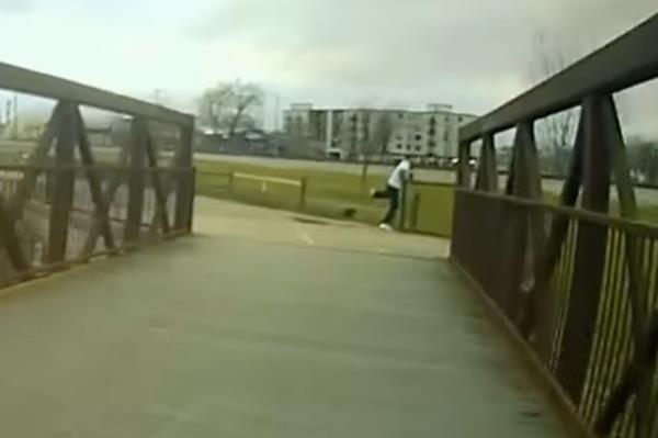 Motorcyclist runs from cops in Michigan.
