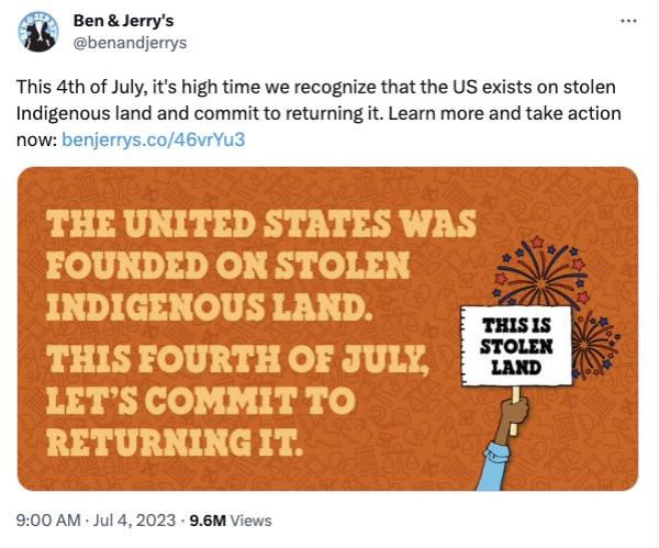 In a July 4 tweet, Ben & Jerry's sparked outrage by insisting that the US was 